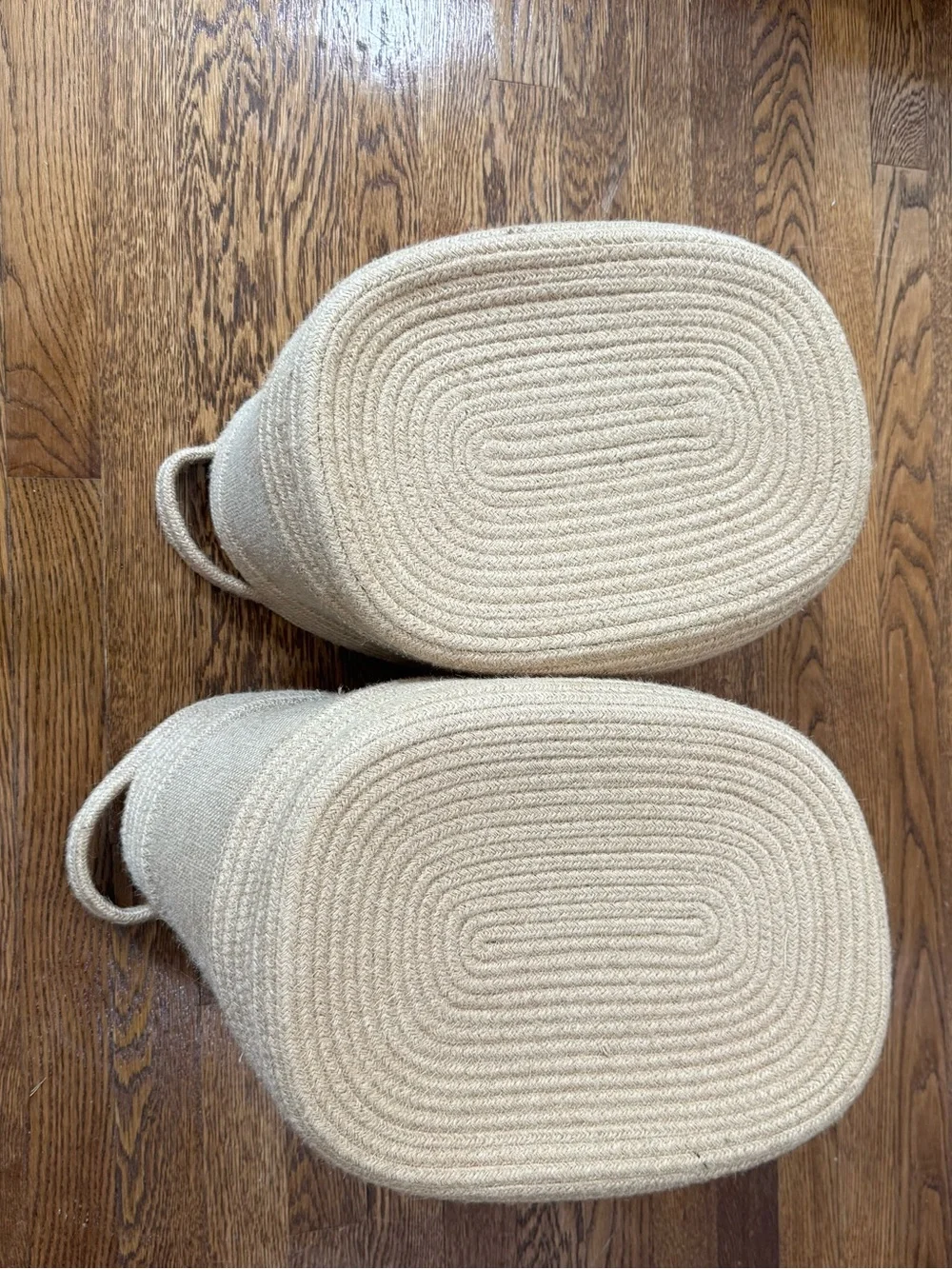 2 woven Storage Basket Set in Natural Beige - Home Accents 15x11 14x10